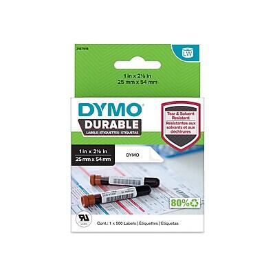 2%79 LW 1 in x 2% In 25 mm x 54 mm DYMO Tear & Solvent Resistant DURABLE Resistantes BLEX solvants et aux LABELS TIQUETTES ETIQUETAS dchirures 1 In x 2% in 25 mm x 54 mm DYMO 80% LR Cont: 1 x 500 Labels tiquettes Etiquetas