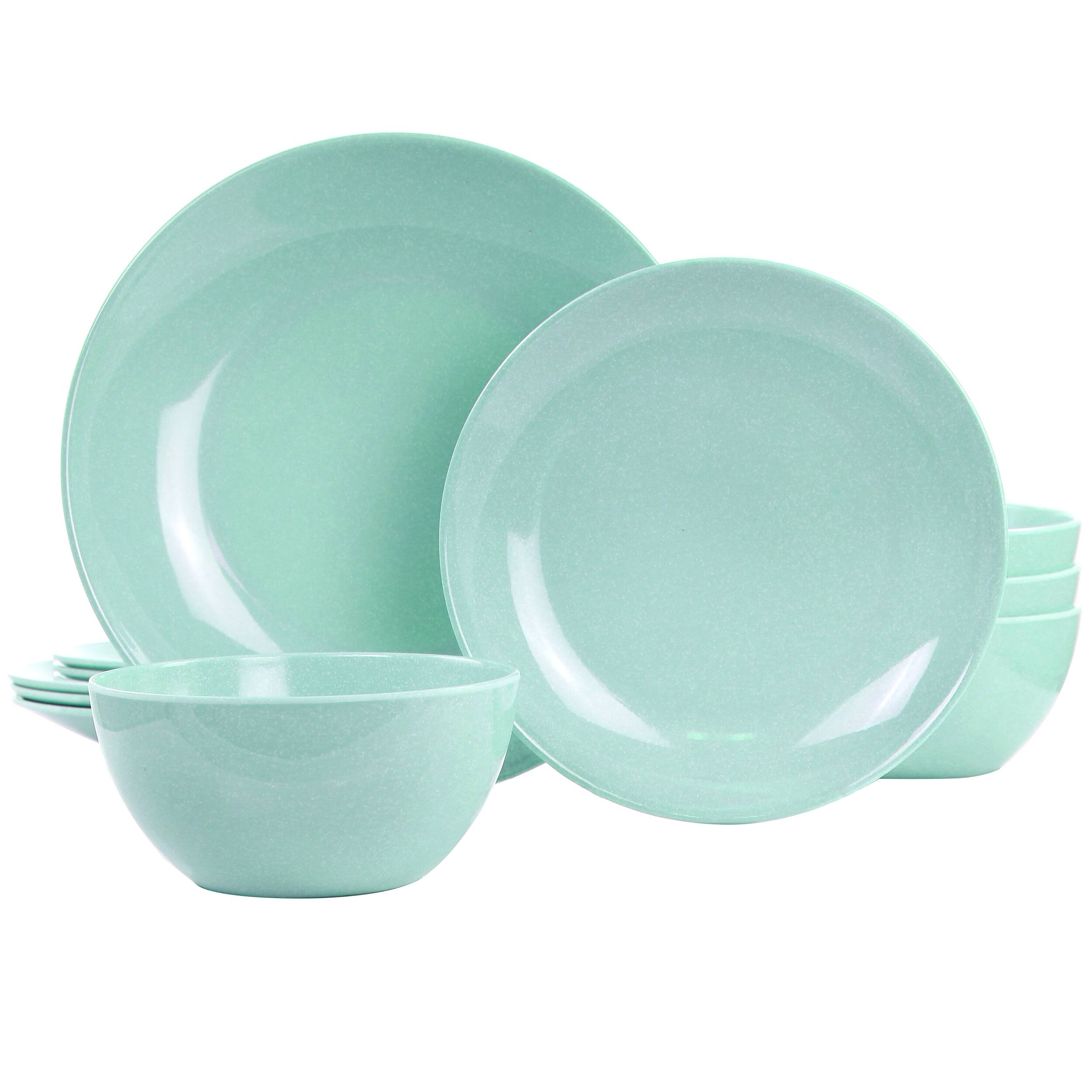 Front. Martha Stewart - Martha Stewart 12 Piece Melamine Dinnerware Set in Blue - Blue.