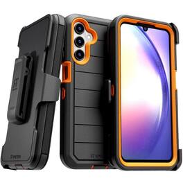 RomeTech - Defender Case for Samsung Galaxy A15 5G 2024, Black/Orange - Black / Orange