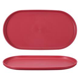 Unique Bargains - 2pcs Fast Food Serving Trays, 12x6.6" Oval Reusable Restaurant Tray for Kitchen Coffee Fruit Burger Lunch - Rose Red