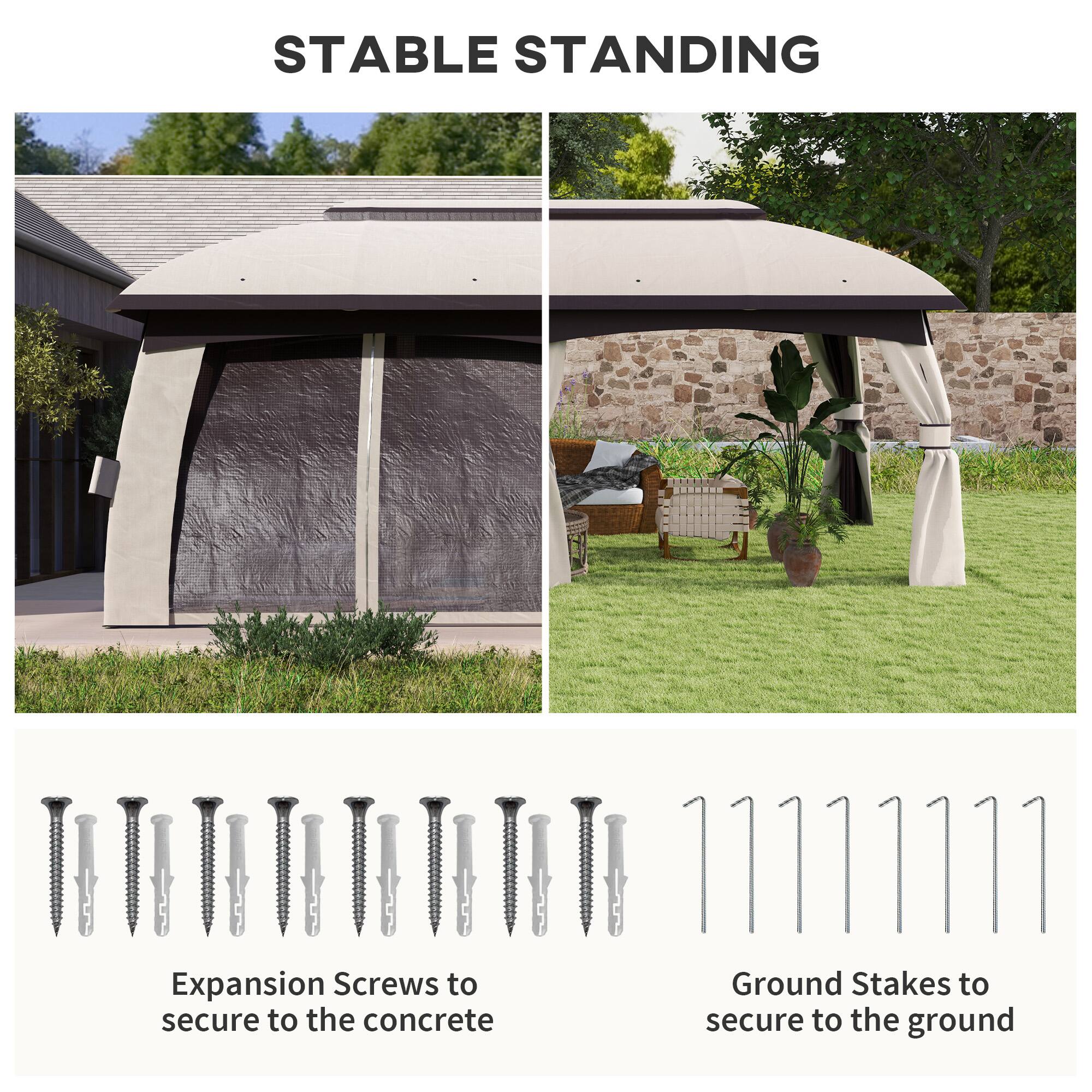 STABLE STANDING
Expansion Screws to secure to the concrete
Ground Stakes to secure to the ground