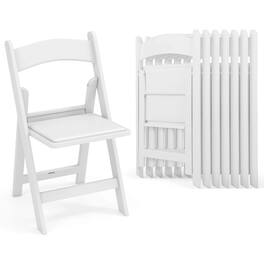 Costway - 8 Pack Resin Folding Chairs with Padded Seat All-Weather Resin Frame Patio - White