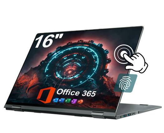 Front. Jumper - Jumper 16-inch 2-in-1 Convertible IPS FHD Laptop with 16GB RAM + 1024GB SSD Fingerprint Reader - Gray.