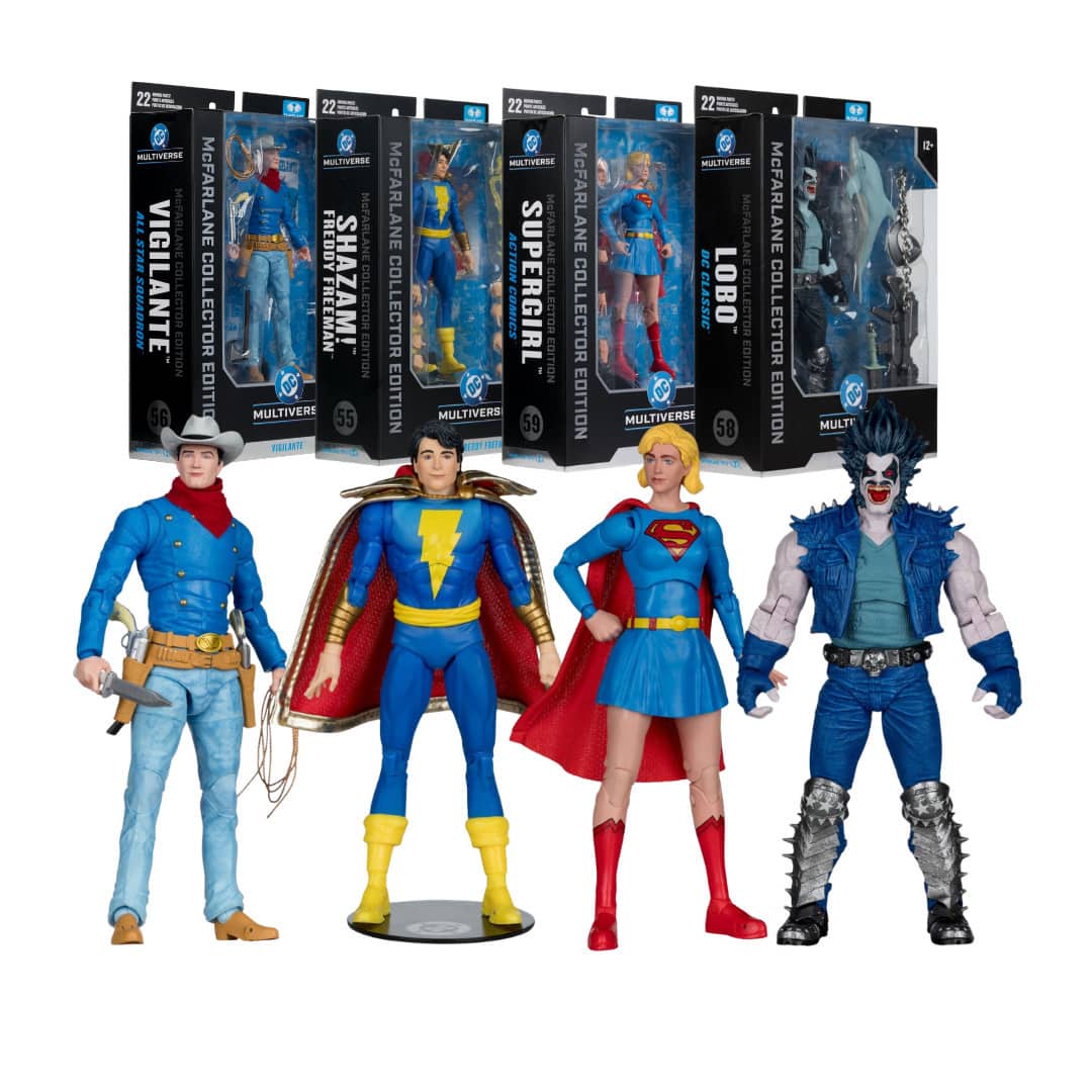McFarlane Toys - Shazam, Vigilante, Lobo, and Supergirl 7in Action Figure Bundle