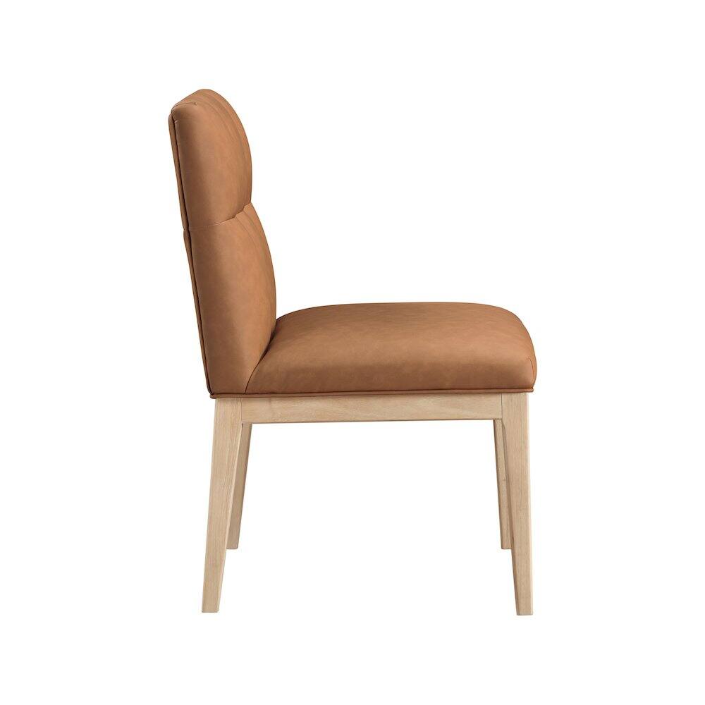 Alt View 2. Meridian Furniture - Adrian Cognac Vegan Leather Dining Side Chair, Set of 2 - Brown.