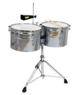Tycoon Percussion - 14" & 15" Timbales, 10" Deep Stainless Steel Shells, Includes Height-Adjustable Tilting Stand