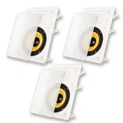 Front. Acoustic Audio by Goldwood - HD-650 in Wall 6.5" Speakers Home Theater Surround Sound 3 Speaker Set - Paintable White.