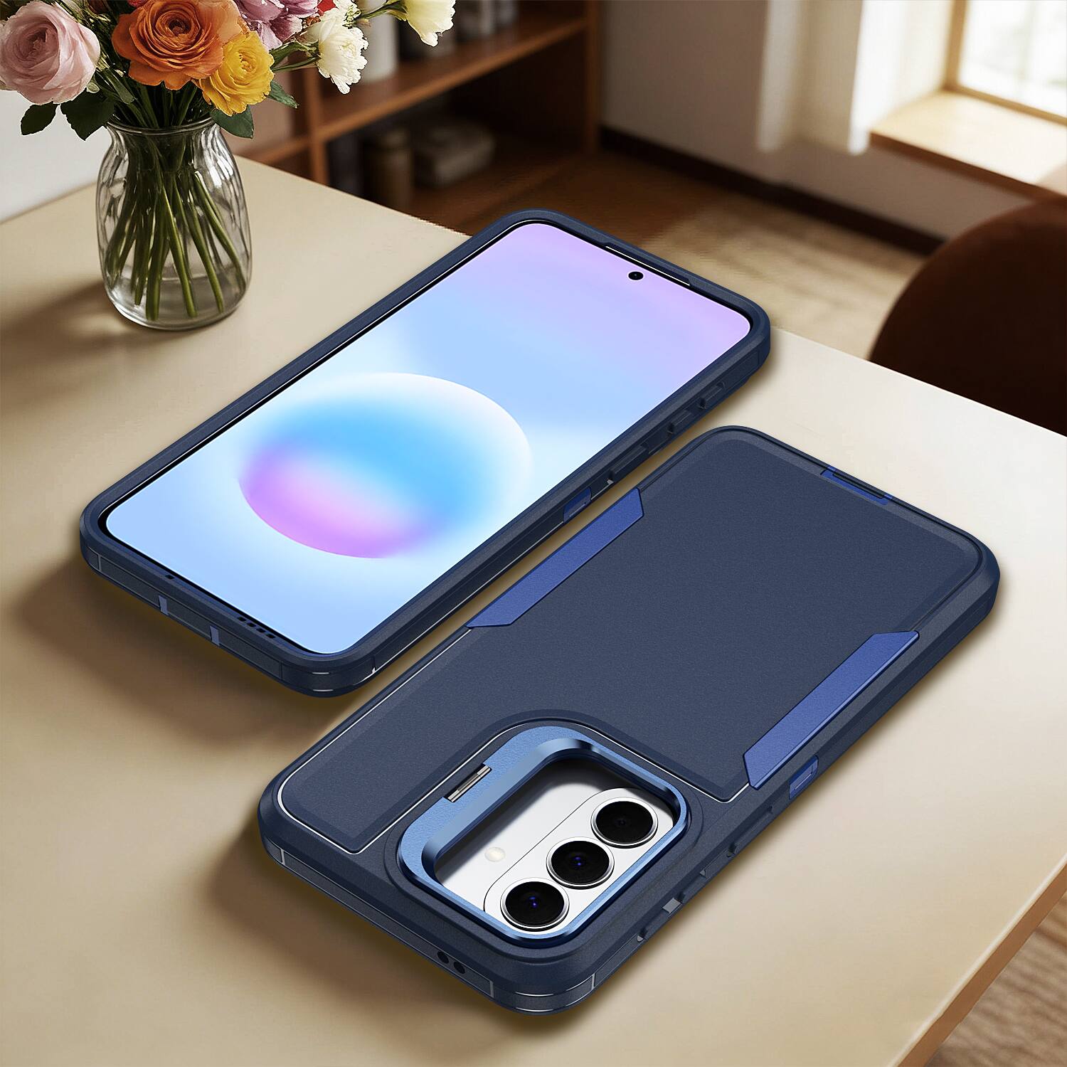 Alt View 4. UUCOVER - For Samsung Galaxy A36/A37/A56 5G Rugged Case with Lens Kickstand, Shockproof Dual Layer Cover Non-Slip Drop Protection - Blue.
