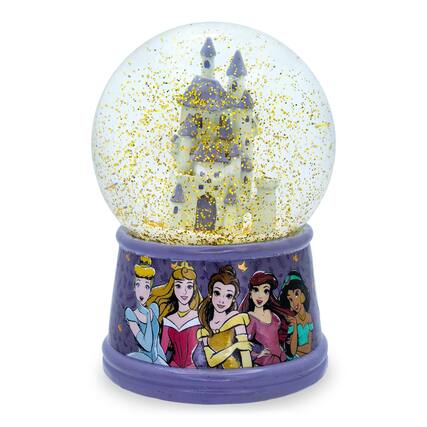 Front. Disney - Disney Princess Castle Light-Up Snow Globe | 6 Inches Tall - Purple.