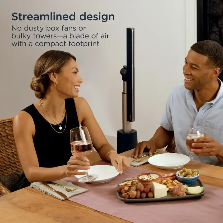 Streamlined design: No dusty box fans or bulky towers - a blade of air with a compact footprint.