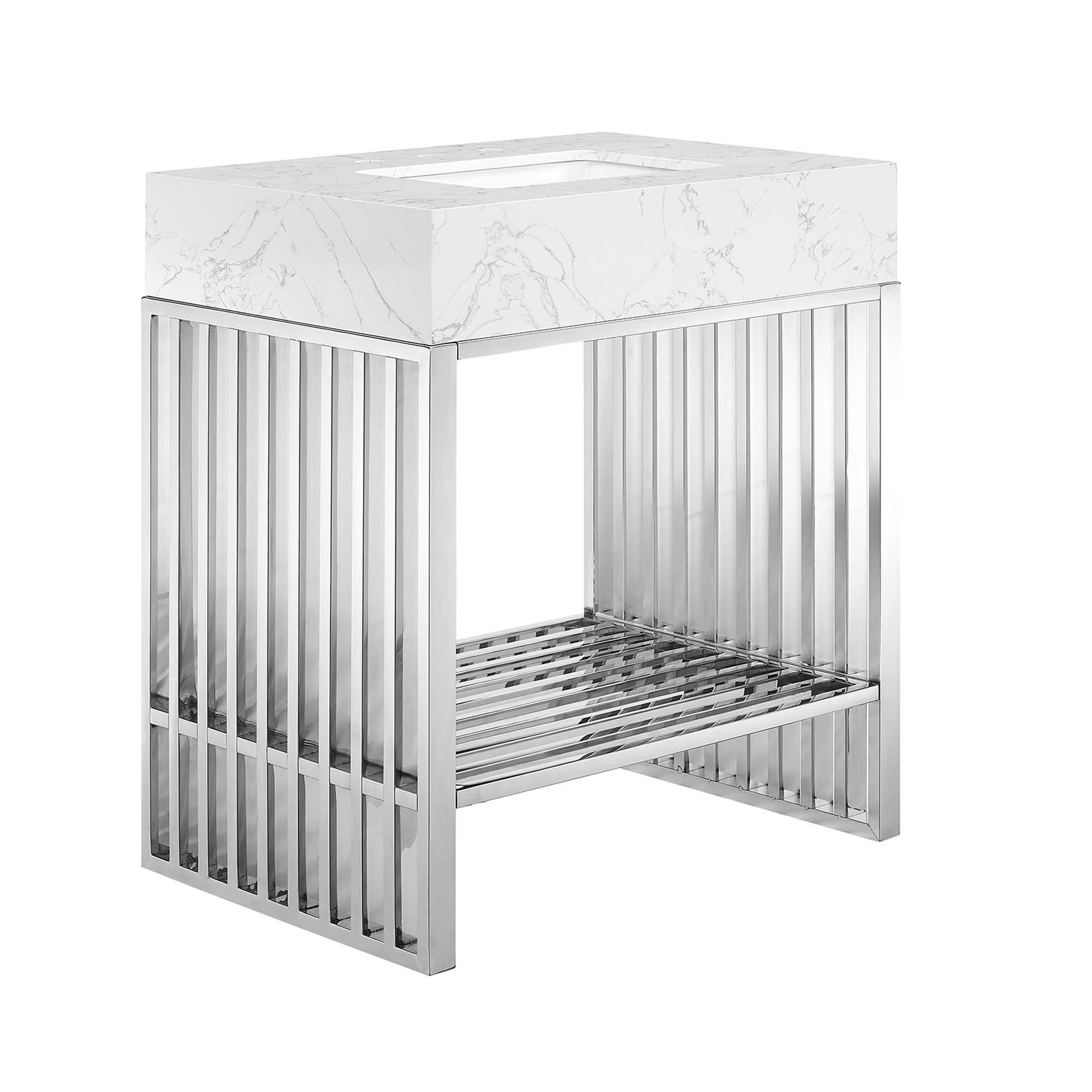 Angle. Modway - Gridiron Bathroom Vanity Basin Included by Modway - White Silver.