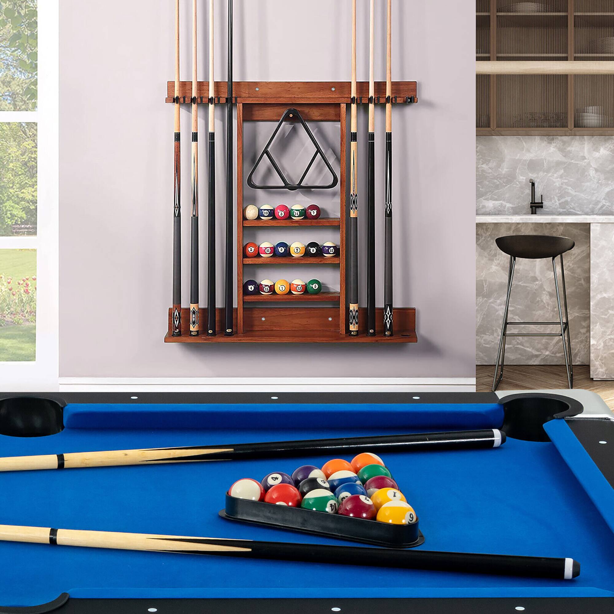 Alt View 1. Gymax - Gymax Billiard Cue Rack Only Wall-mounted Billiard Stick Holder Wall Pool Stick Holder Brown - Brown.