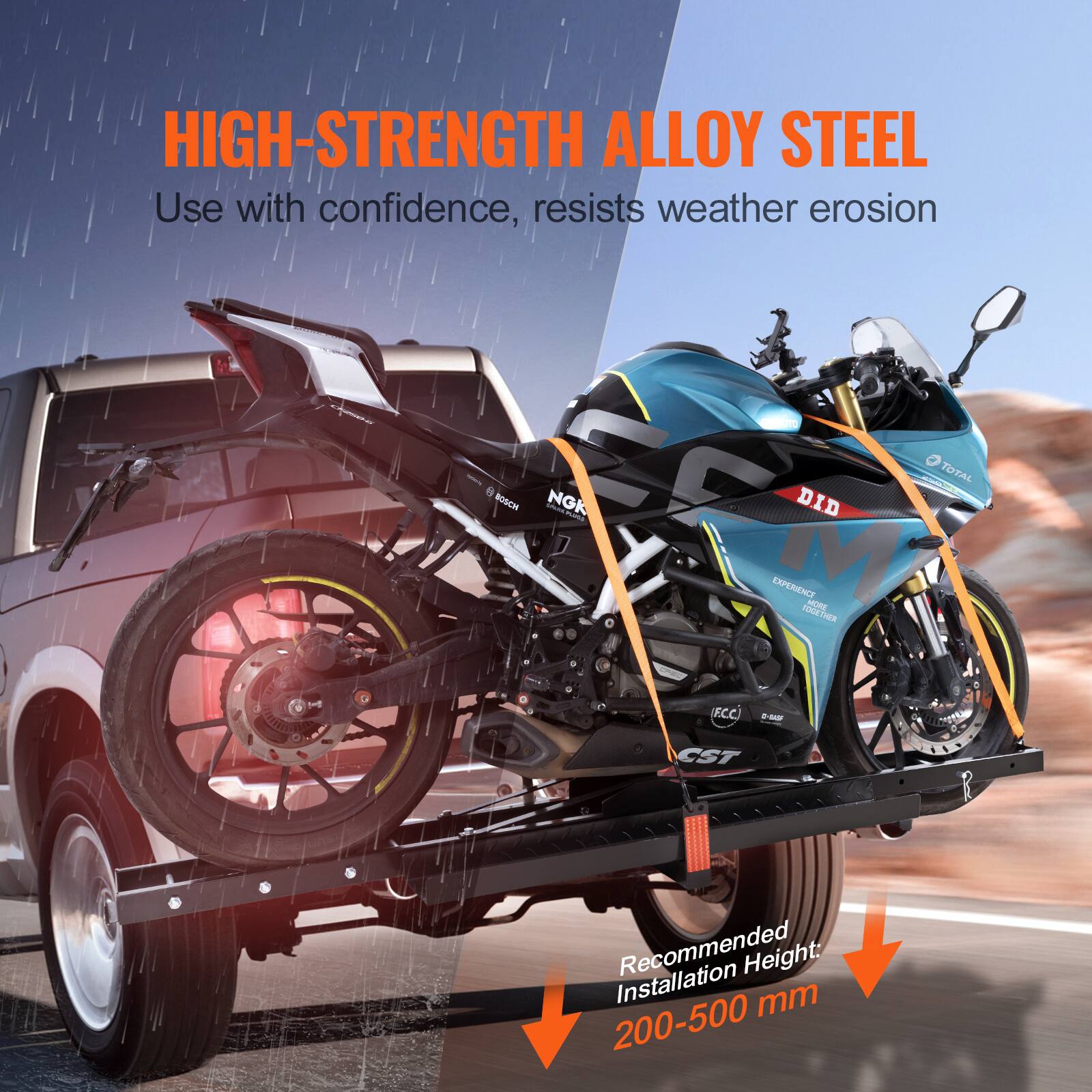 HIGH-STRENGTH ALLOY STEEL  
Use with confidence, resists weather erosion  

Recommended Installation Height: 200-500 mm