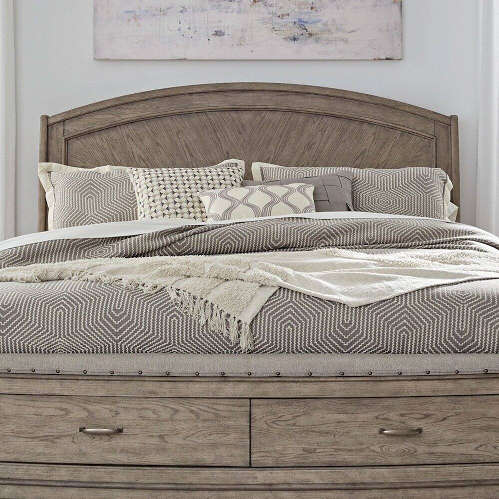 Alt View 1. Liberty Furniture Industries - Avalon Queen Panel Headboard with Oak Wood Frame - Burnished Beige - Burnished Beige.