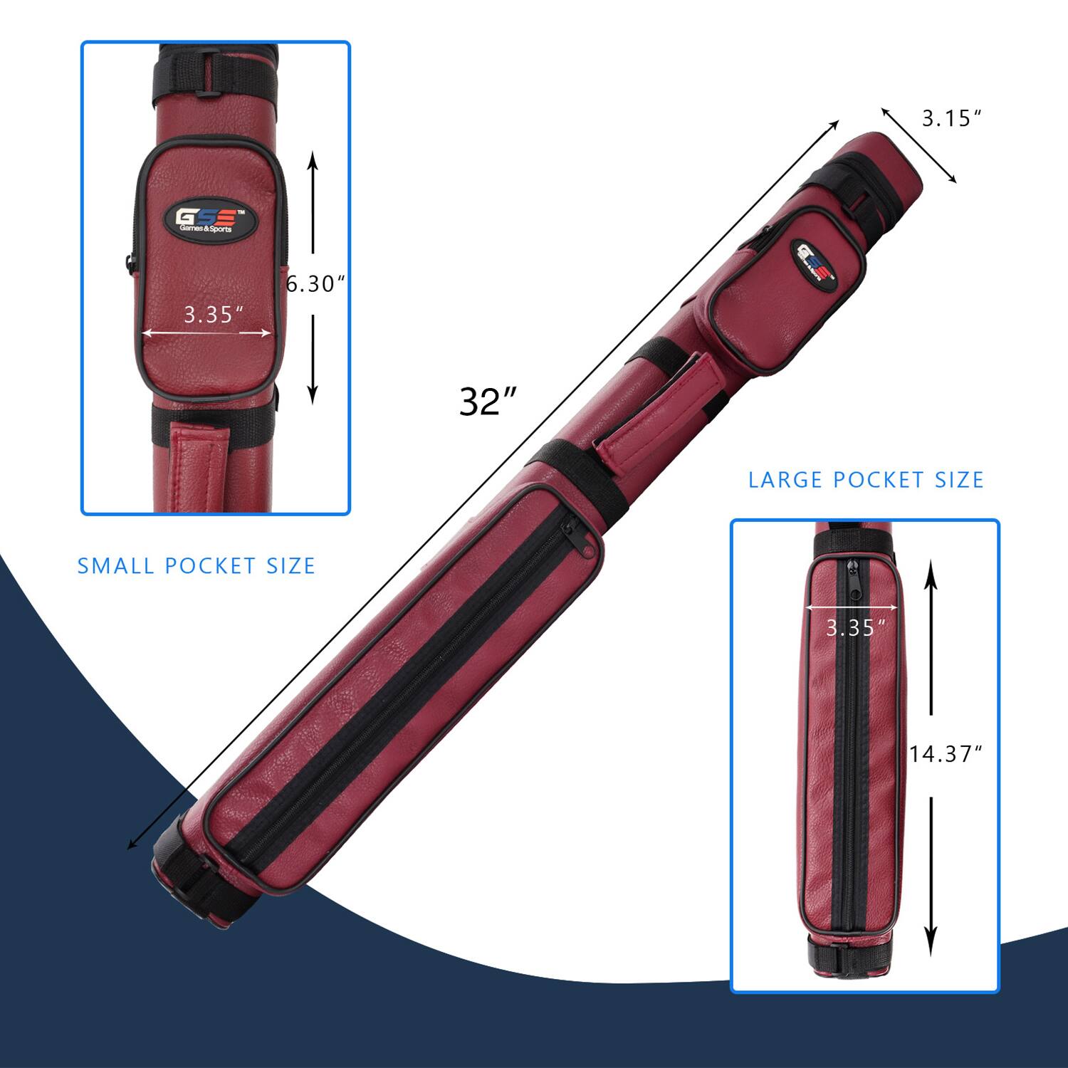 3.15" LARGE POCKET SIZE 3.35" SMALL POCKET SIZE 3.35" 14.37"