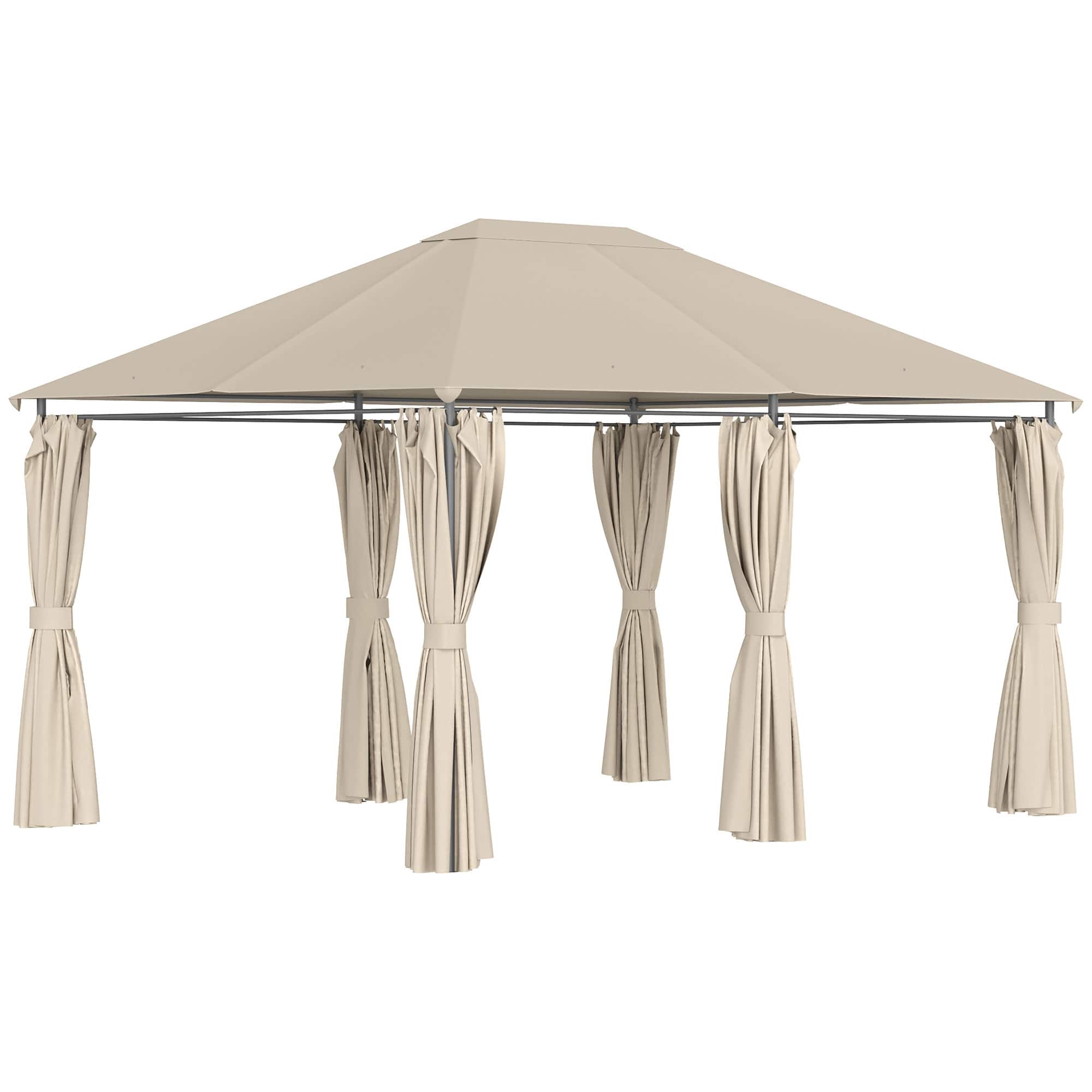 Outsunny - 10' x 13' Outdoor Patio Gazebo Canopy Shelter with 6 Removable Sidewalls, & Steel Frame for Garden, Lawn - khaki price history on PriceWatchPro