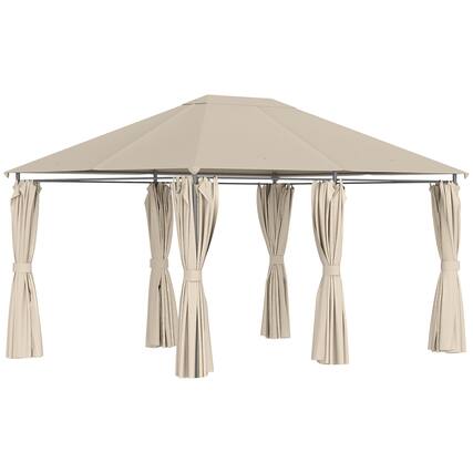 Front. Outsunny - 10' x 13' Outdoor Patio Gazebo Canopy Shelter with 6 Removable Sidewalls, & Steel Frame for Garden, Lawn - khaki.