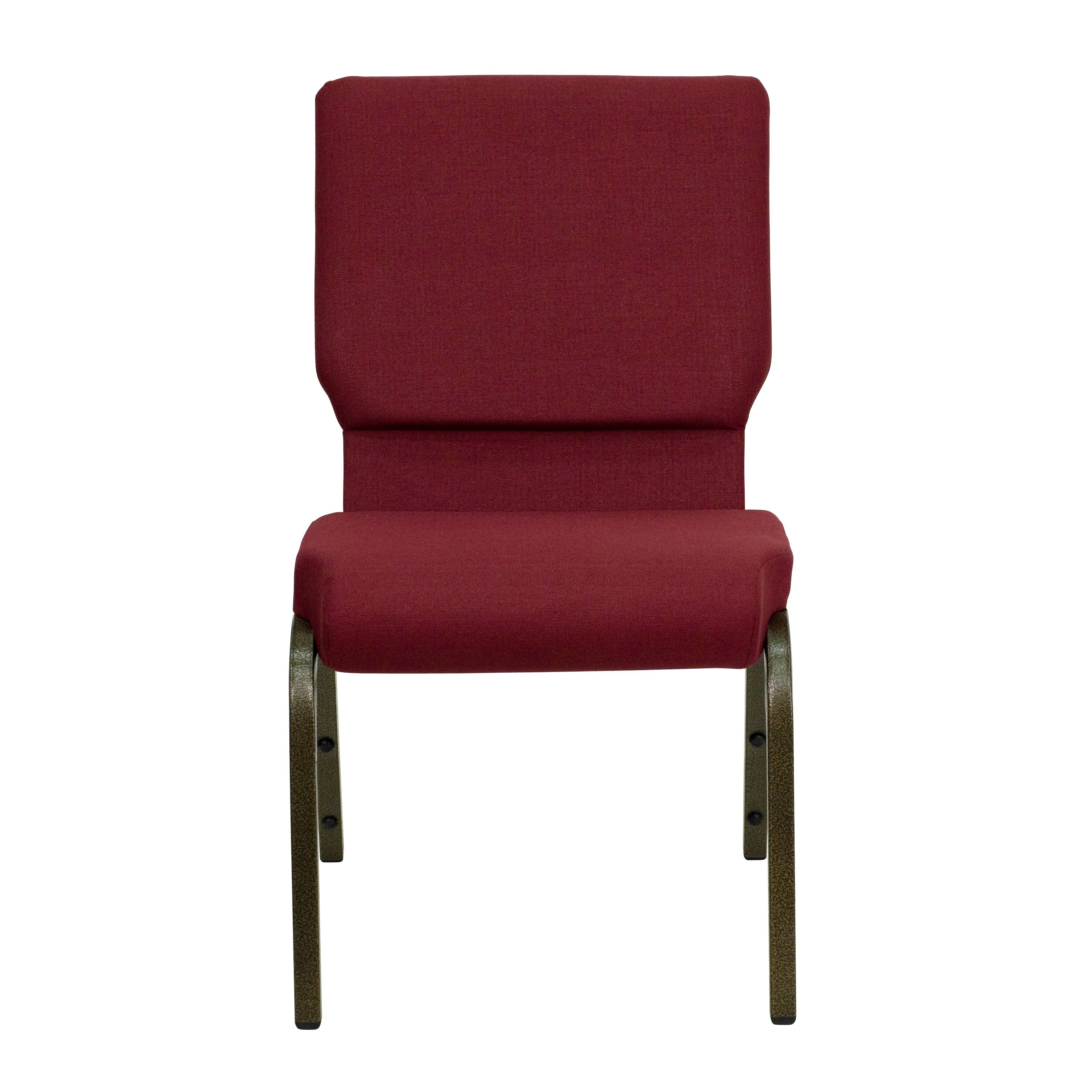 Alt View 3. Emma + Oliver - 4 Pack 18.5''W Stacking Church Chair - Burgundy Fabric/Gold Vein Frame.
