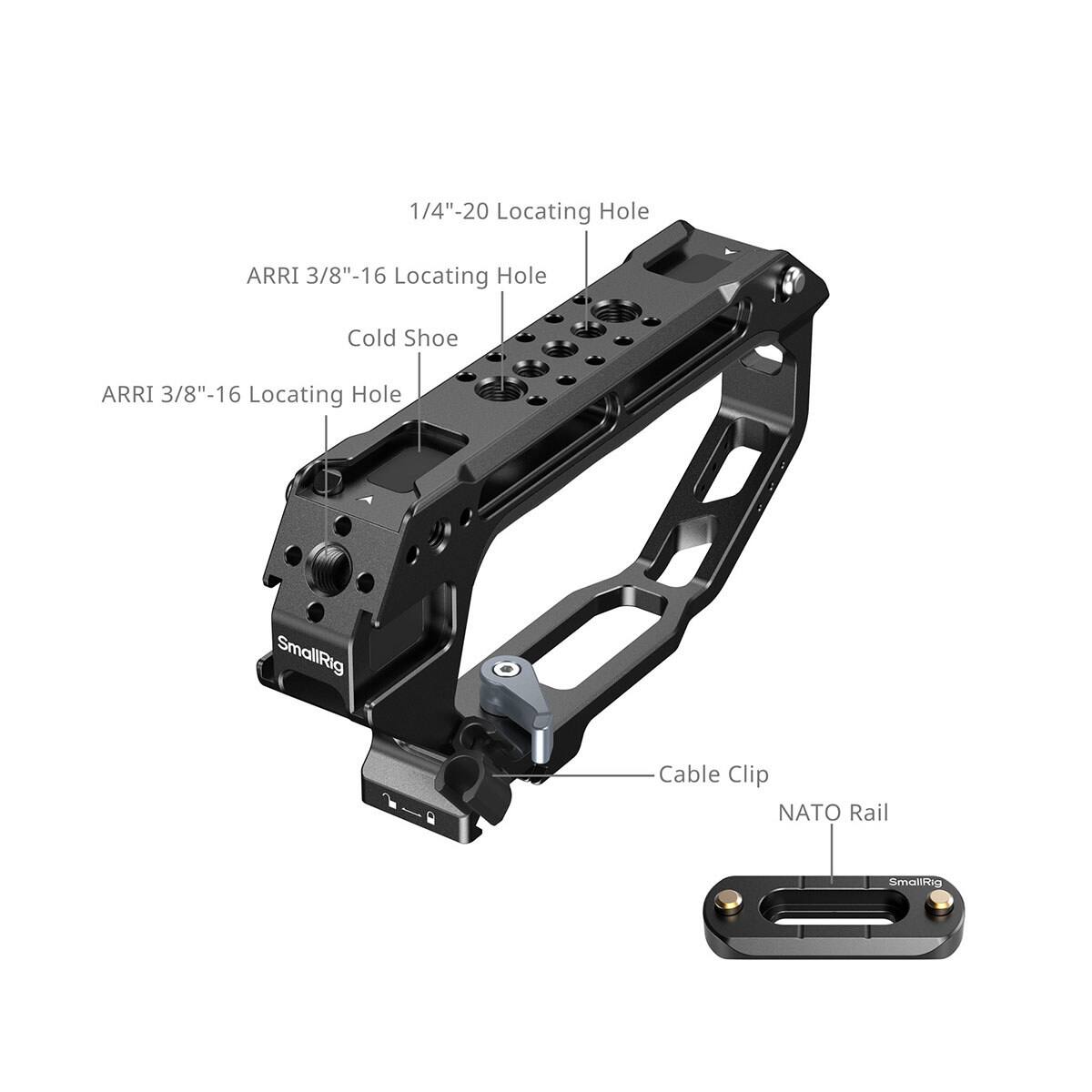 1/4"-20 Locating Hole  
ARRI 3/8"-16 Locating Hole  
Cold Shoe  
ARRI 3/8"-16 Locating Hole  
SmallRig  
Cable Clip NATO Rail  
SmallRig