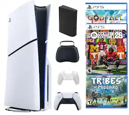 Playstation 5 Slim Disc Bundle With College Football 26 Game + 2 Bonus Games & Accessories - PlayStation 5