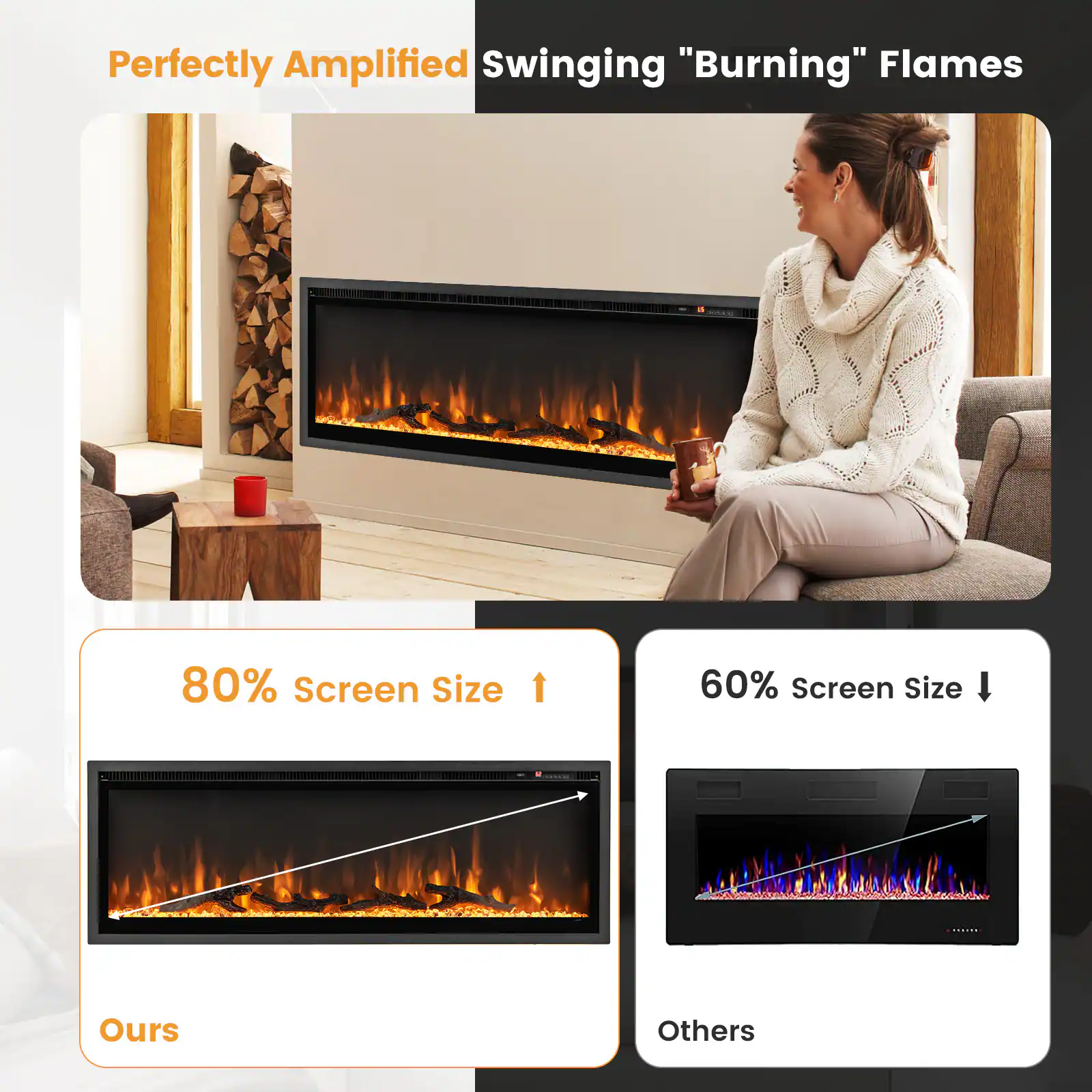 Perfectly Amplified Swinging "Burning" Flames

80% Screen Size

60% Screen Size

Ours

Others