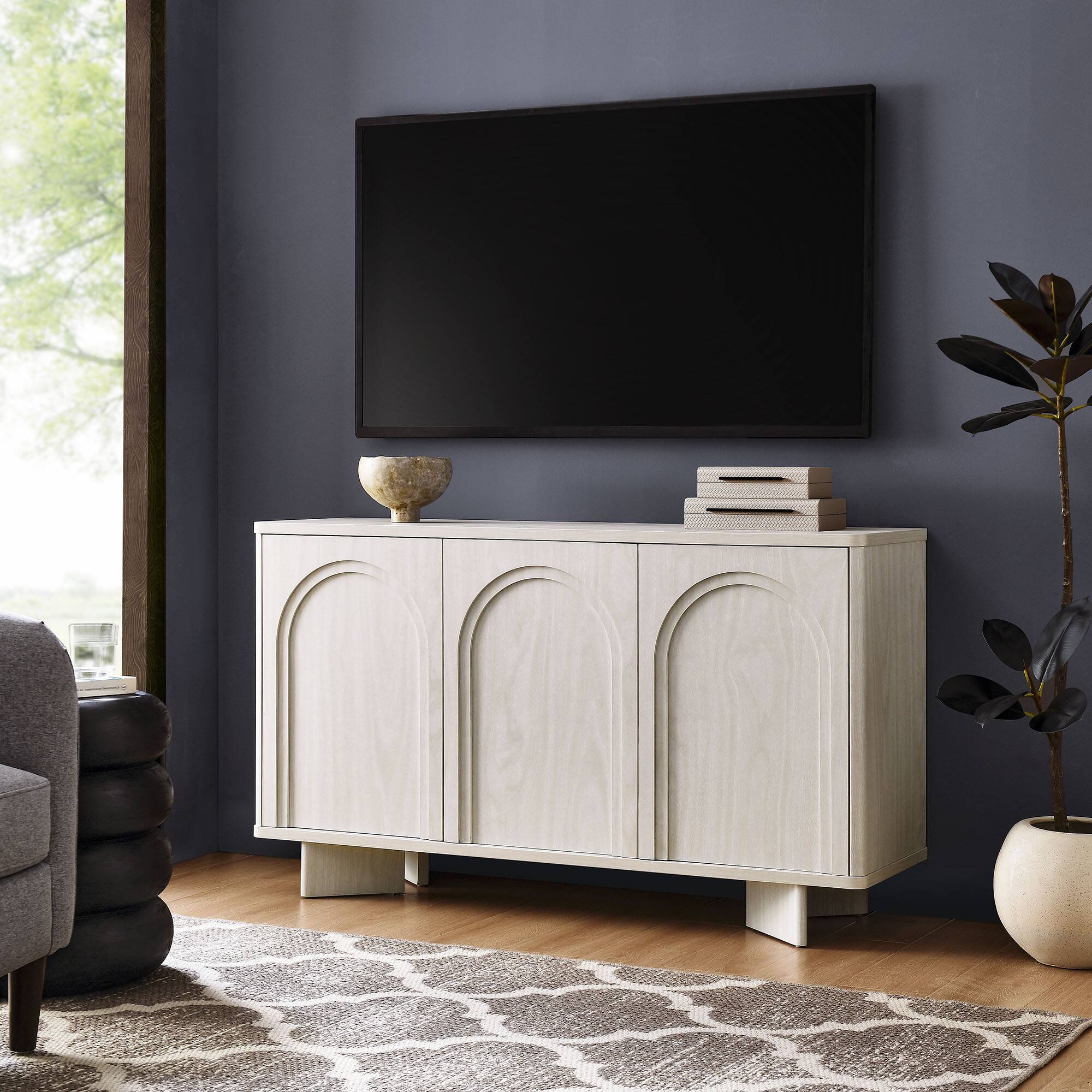 Front. Modway - Flux Arched 3-Door Sideboard by Modway - White Wash.