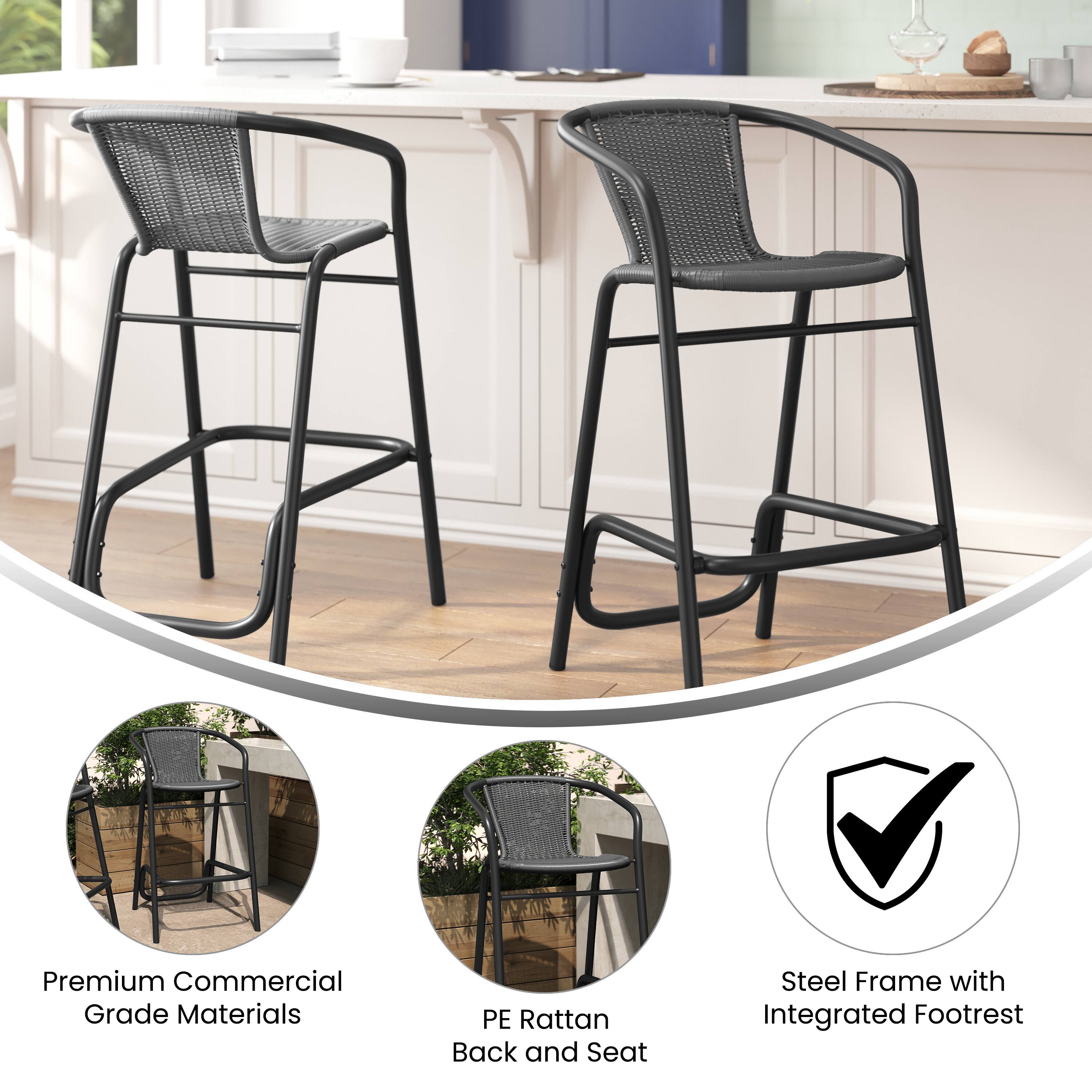 Premium Commercial Grade Materials  
PE Rattan Back and Seat  
Steel Frame with Integrated Footrest
