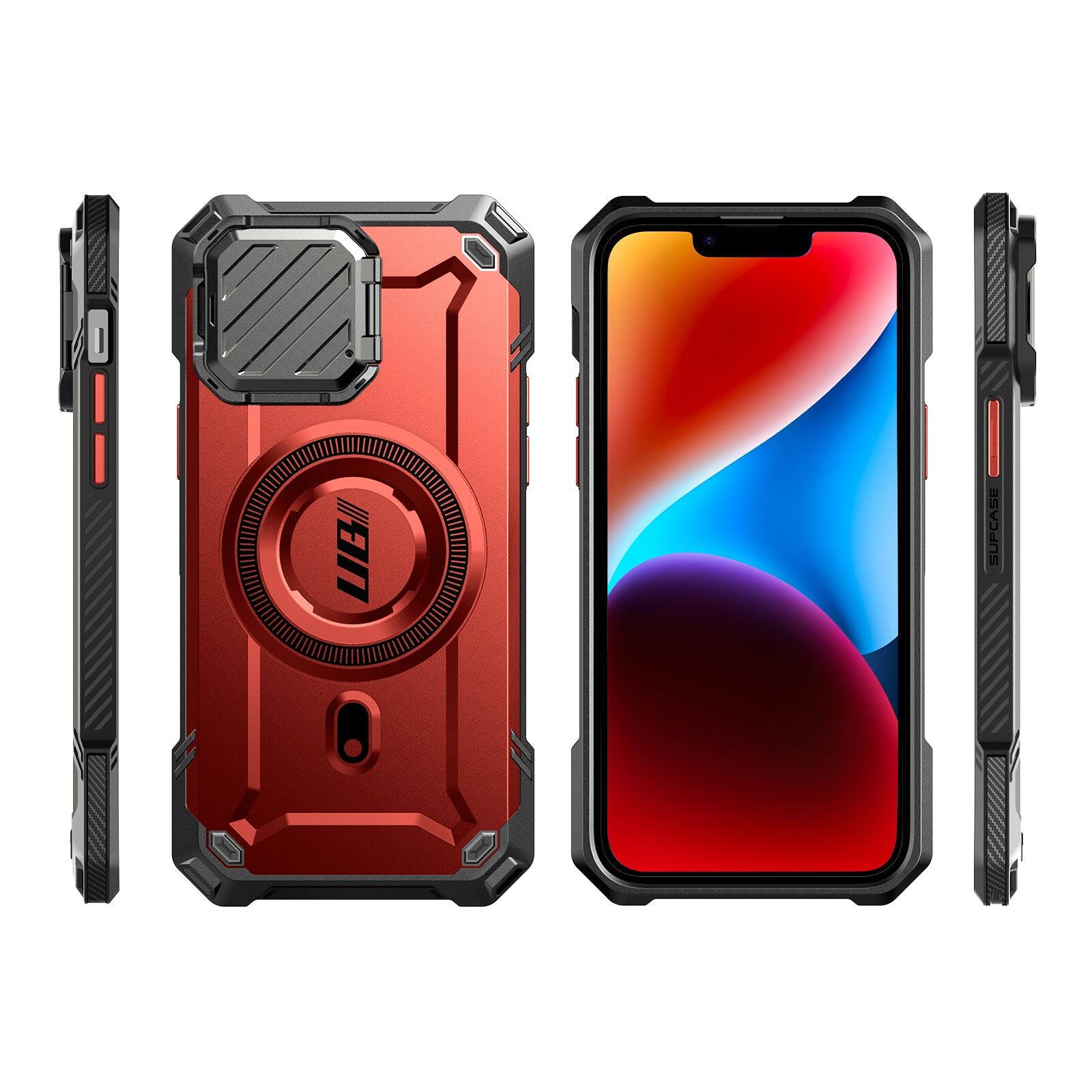 Alt View 6. SUPCASE - iPhone 16e  Unicorn Beetle MAG XT MagSafe Case - Metallic Red.