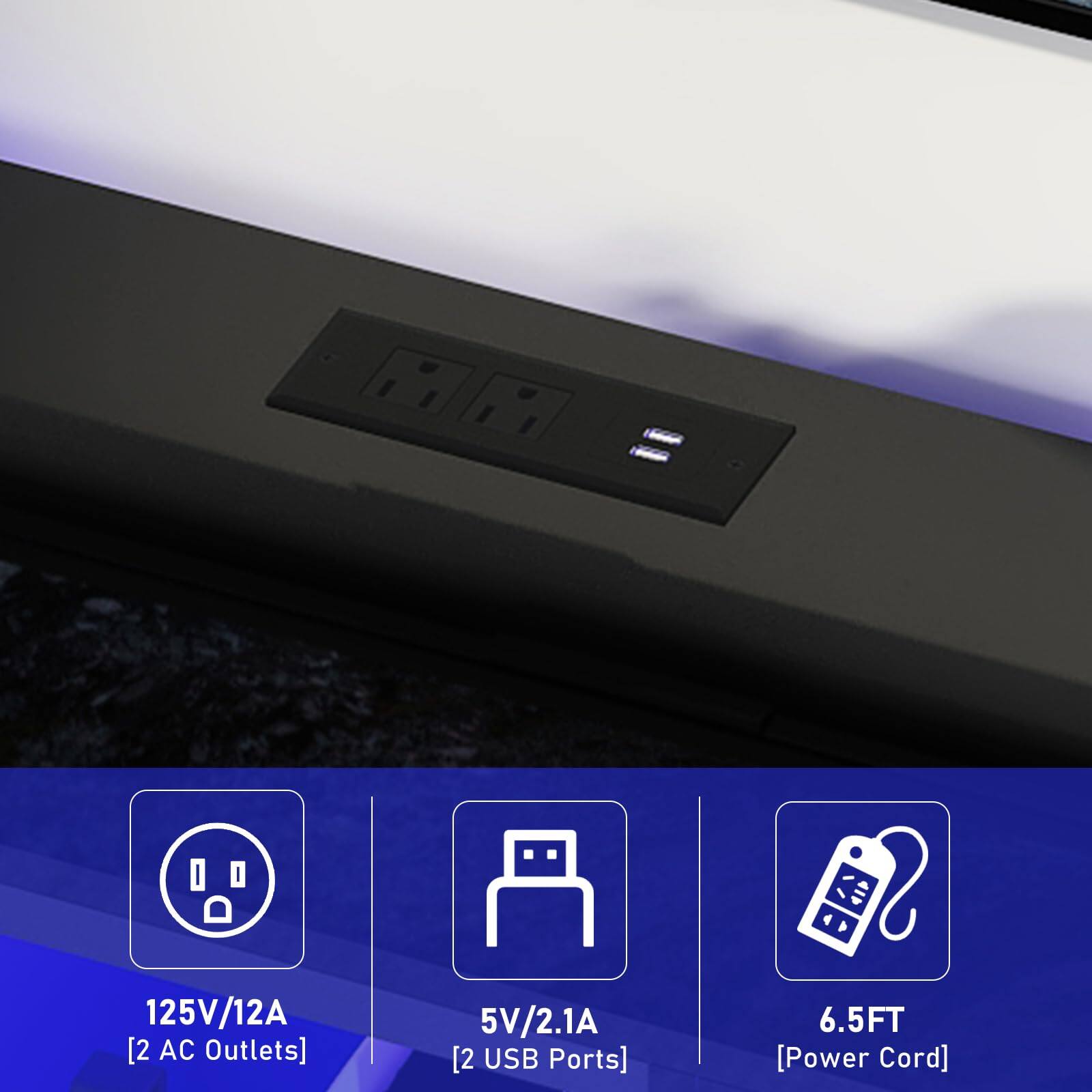 125V/12A [2 AC Outlets]  
5V/2.1A [2 USB Ports]  
6.5FT [Power Cord]