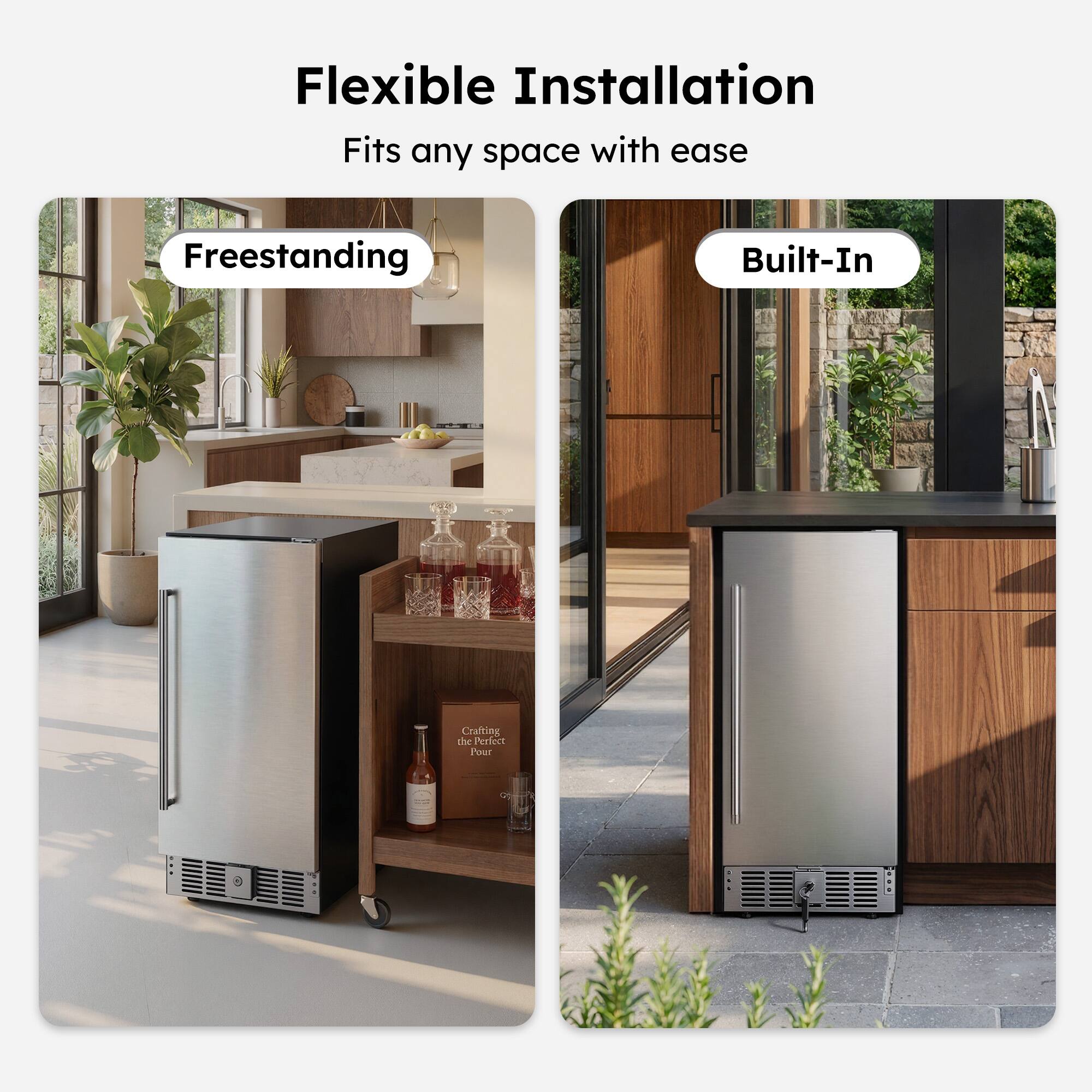Flexible Installation  
Fits any space with ease  

Freestanding  
Built-In  

Crafting the Perfect Pour