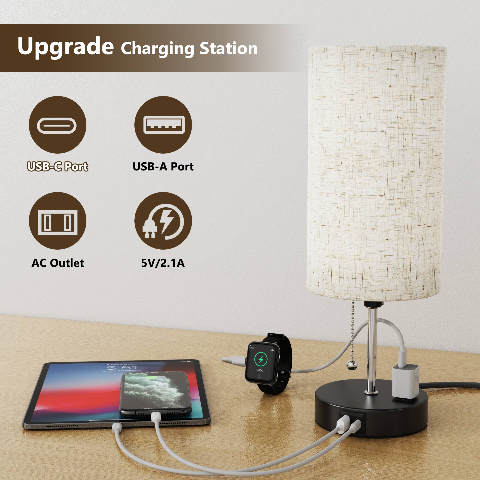 Upgrade Charging Station

- USB-C Port
- USB-A Port
- AC Outlet
- 5V/2.1A