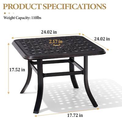 PRODUCT SPECIFICATIONS  
Weight Capacity: 110lbs  
24.02 in  
2.17 in  
24.02 in  
17.52 in  
17.72 in