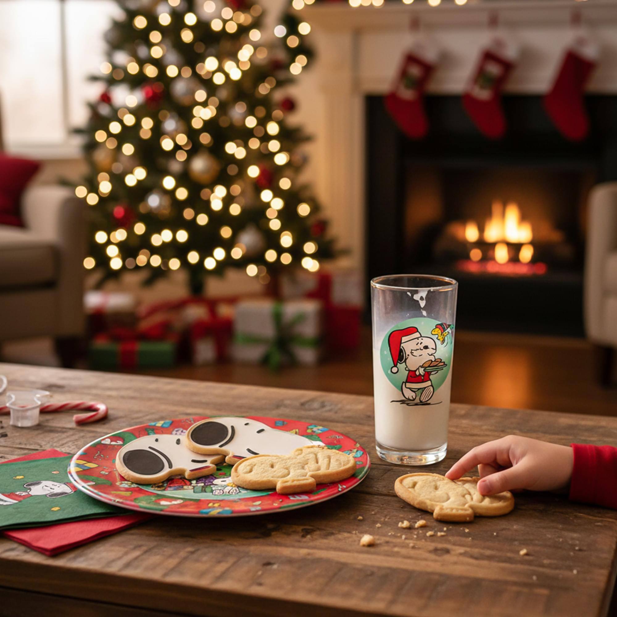 Alt View 10. ICUP - Peanuts "Thank You, Santa" Gift Set | Glass, Plate, and Cookie Cutter - Multi-Colored.