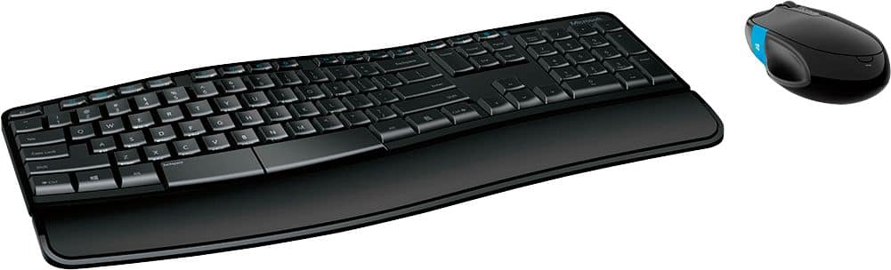 Front. Microsoft - Ergonomic Full-size Wireless Sculpt Comfort Desktop USB Keyboard and Mouse Bundle - Black.
