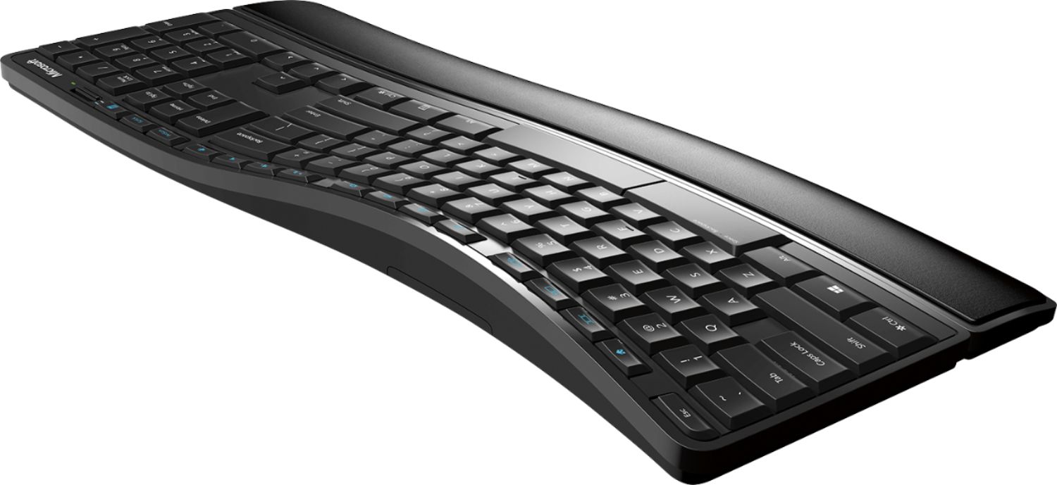 Left View: Microsoft - Ergonomic Full-size Wired Mechanical Keyboard - Black