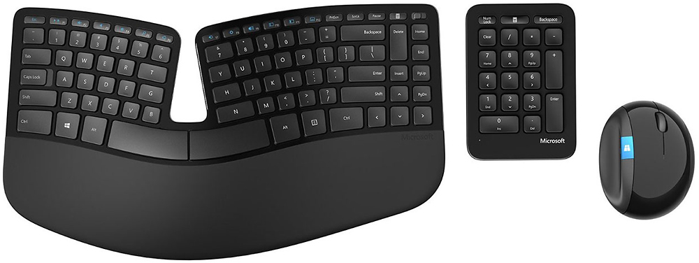 Microsoft - L5V-00001 Ergonomic Full-size Wireless Sculpt Desktop Wireless USB Keyboard and Mouse - Black