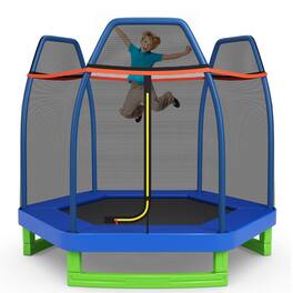 Costway - 7FT Kids Trampoline Outdoor Indoor Recreational Bounce Jumper - Blue
