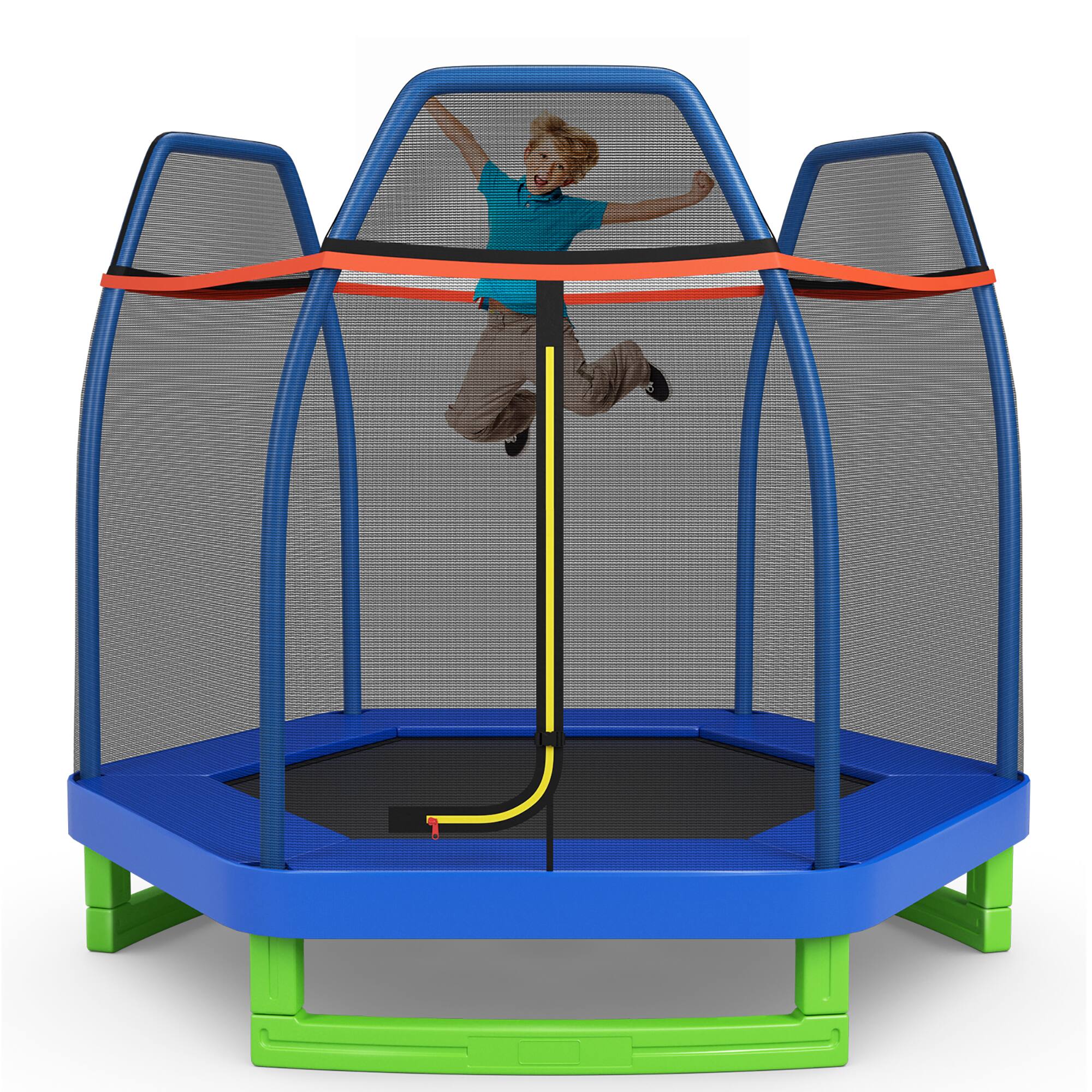 Front. Costway - Costway 7FT Kids Trampoline Outdoor Indoor Recreational Bounce Jumper - Blue.