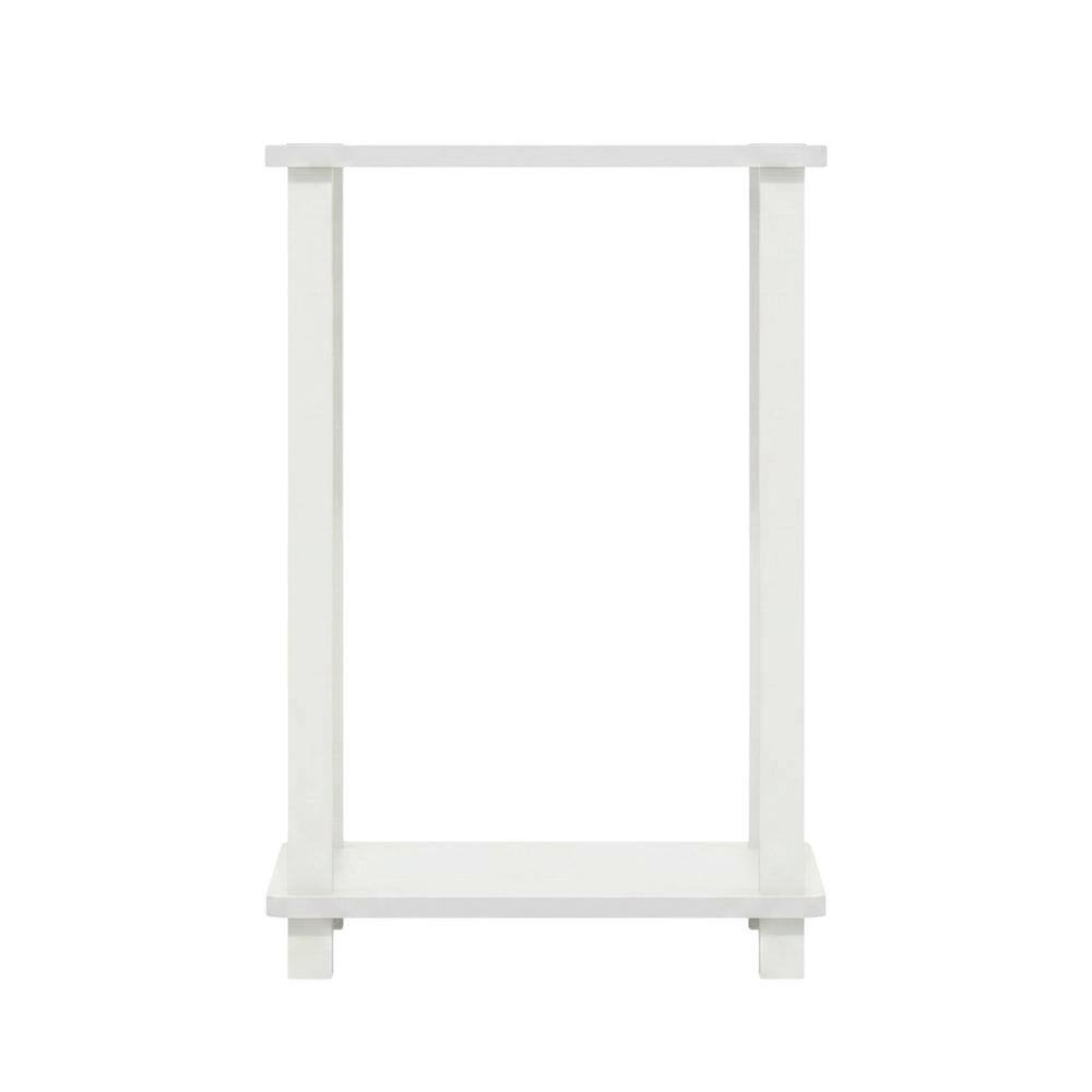 Alt View 2. FurniFact - Small White End Table with Contemporary Design and Solid Construction - White/White.