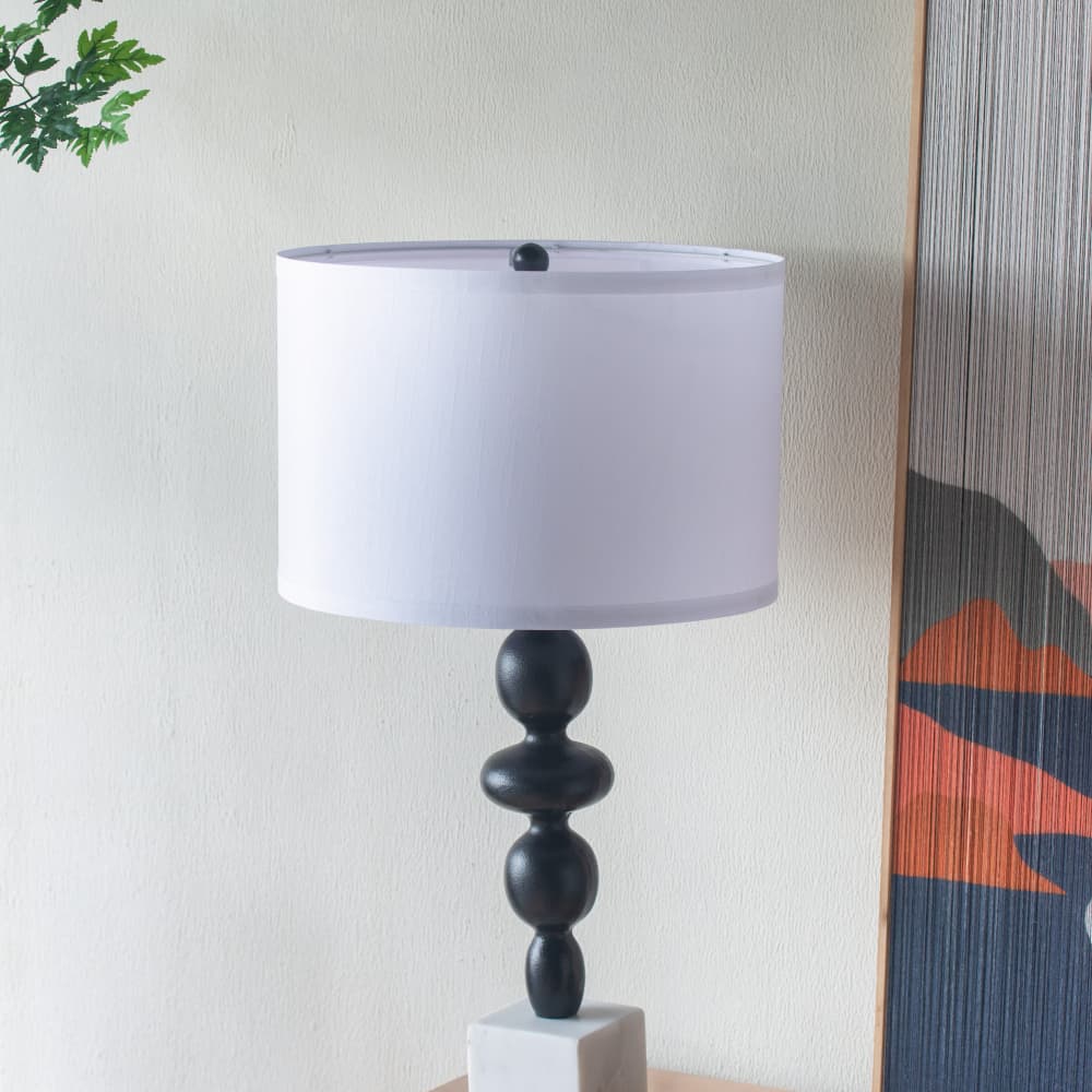 Back. Luckbyte - D15x29.5 Black White Table Lamp Round Four Tiered Body Shade Assembly Required.