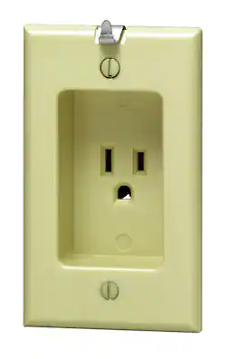 Leviton - 15 Amp 125 Volt 1-Gang Recessed Single Receptacle 688-I - Ivory