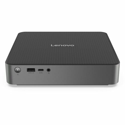 Front. Lenovo - Lenovo IdeaCentre Mini 01Q8X10 91B60000UT Desktop Computer - Luna Gray.
