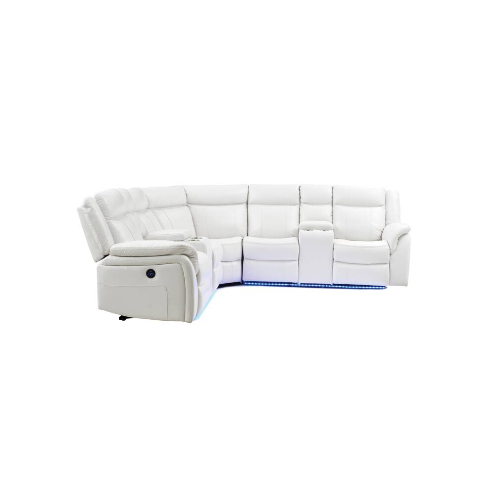 Angle. Global Furniture USA - Sectional PRAF CRLS with LED - White - White.