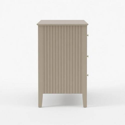 Alt View 7. LUCKY ONE - 32" Assembled Wide Fluted Nightstand 3-Drawer - Beige.