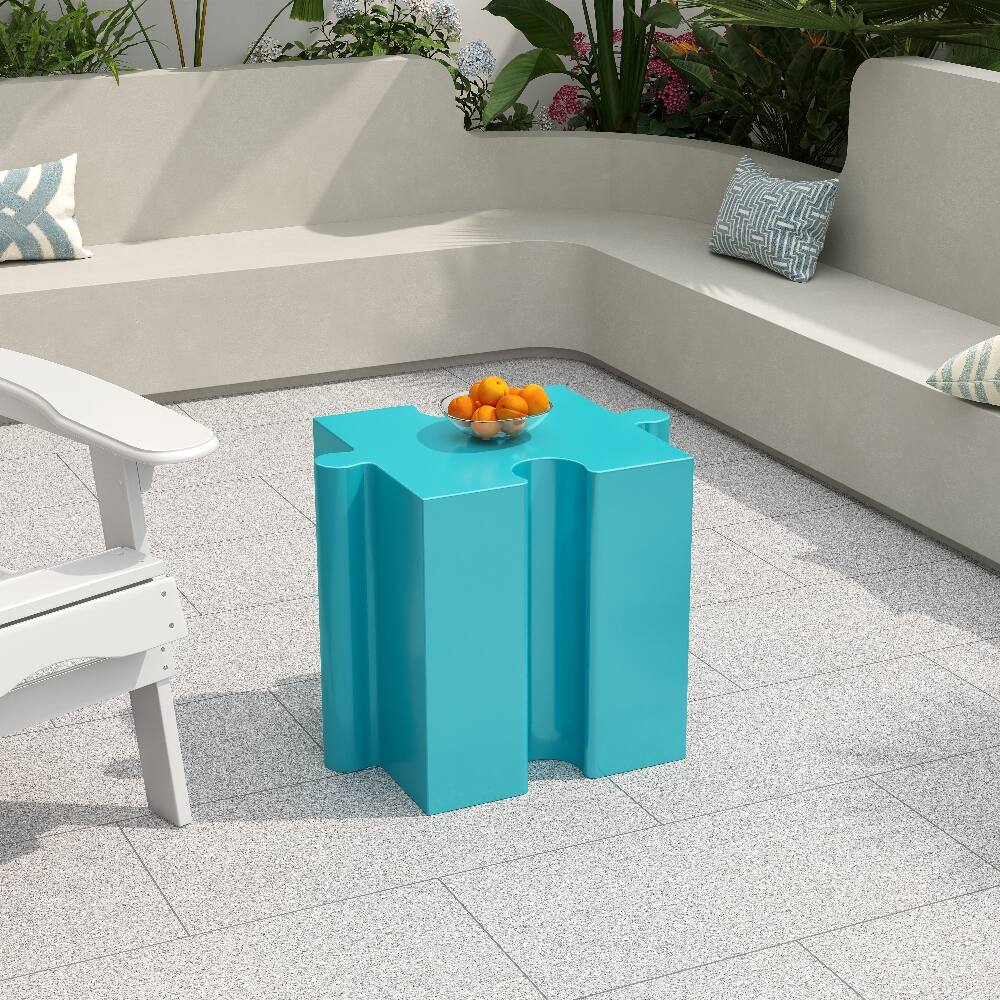 Left. Loheer - Loheer Modular Side Table Puzzle Art Outdoor Table Light Blue - Light Blue.