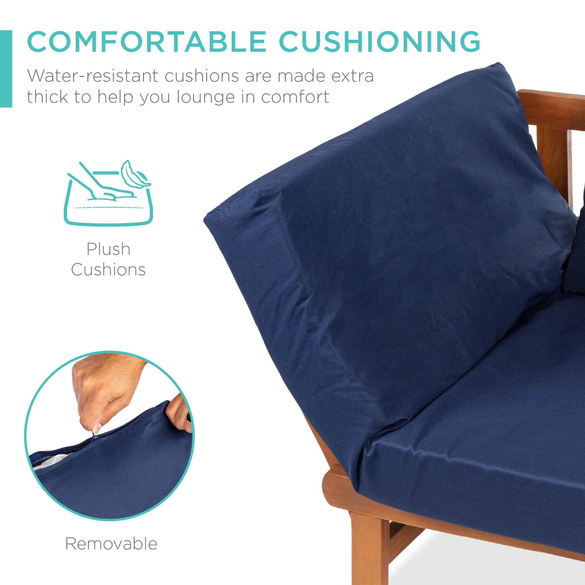 COMFORTABLE CUSHIONING

Water-resistant cushions are made extra thick to help you lounge in comfort

Plush Cushions

Removable