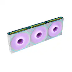 Front. Lian Li - UNI FAN SL Infinity Flex 120mm Reverse Blade ARGB Fan, 3 Pack, Controller Included (12RSLIN1F3W) - White.