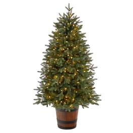 BreeBe - 5' Christmas Tree w/200 LED Lights, 497 Lvs in Planter - Green