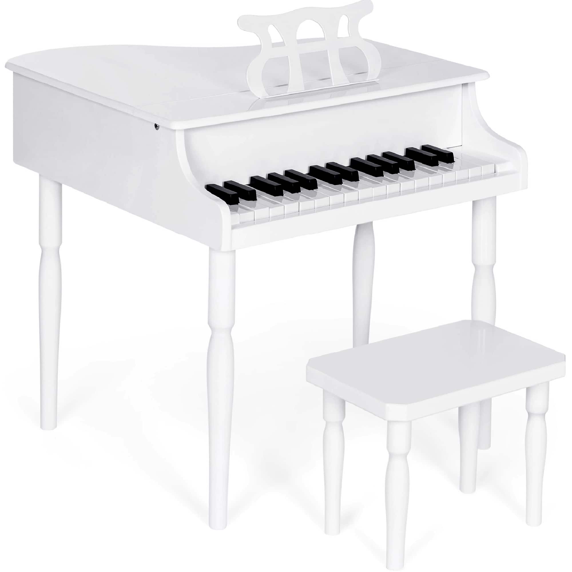 Front. Best Choice Products - Best Choice Products Kids Classic 30-Key Mini Piano w/ Lid, Bench, Folding Music Rack, Song Book, Stickers - White - White.