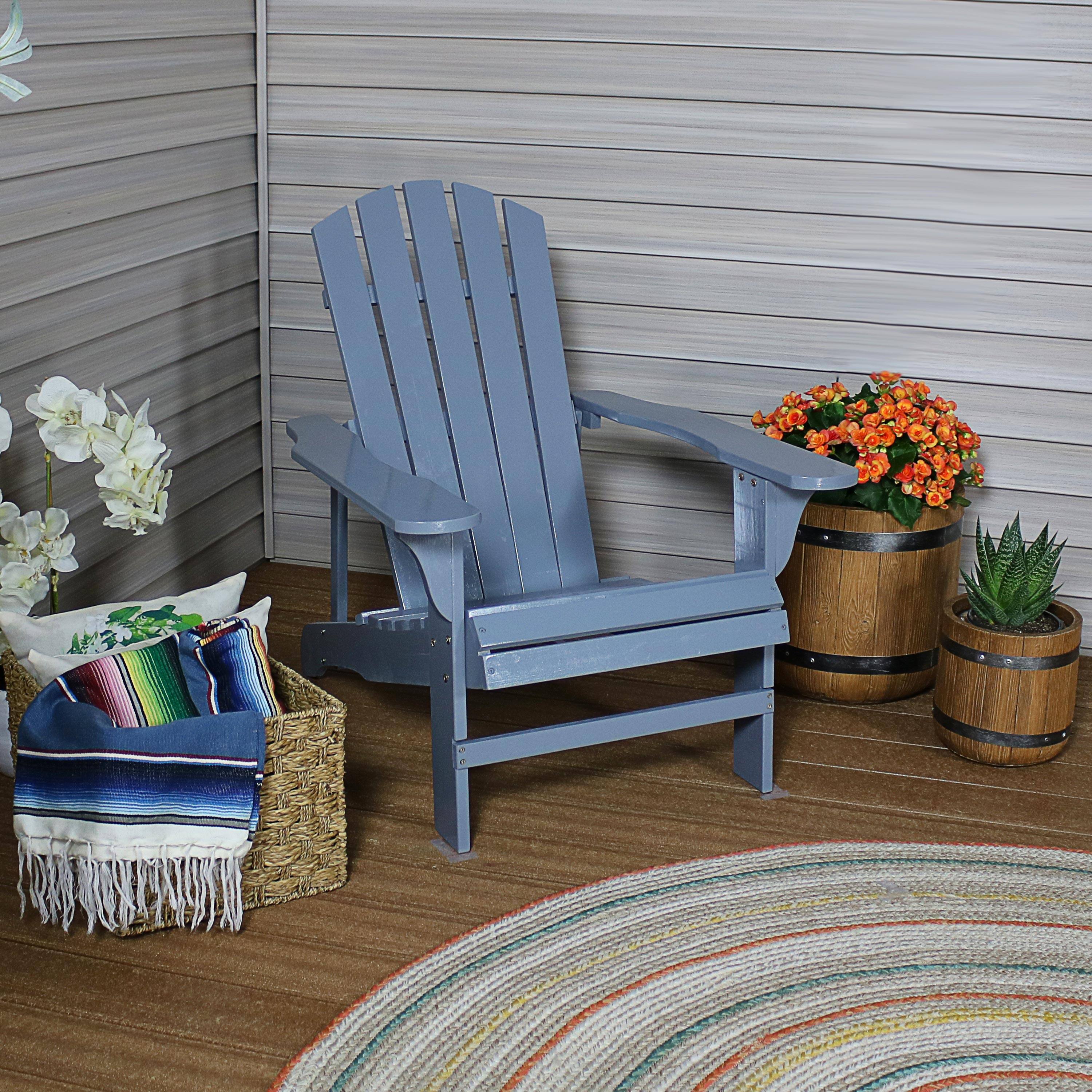 Alt View 3. Sunnydaze - Coastal Bliss Fir Wood Adirondack Chair - Gray.